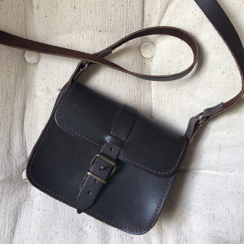 teeny tiny brown leather bag